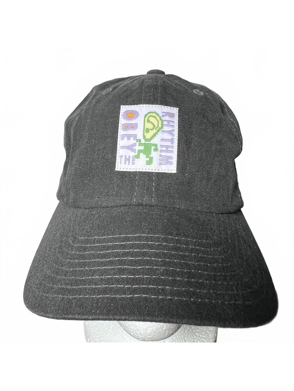Obey Rhythm 6 Panel Grey Cap Hat Adjustable Strap Front Patch Dad Hat